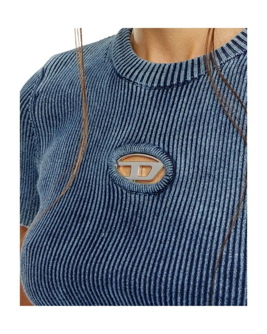 DIESEL Blue M-Anchor-A-Ss Ribbed T-Shirt