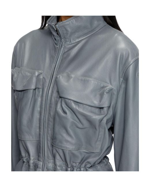 DIESEL Blue L-Wen Leather Field Jacket