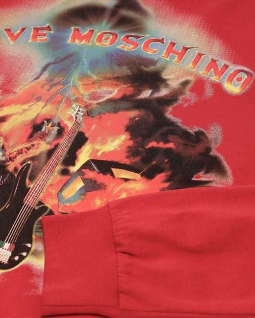 Moschino Red T-Shirt With Round Neck And Long Sleeves for men