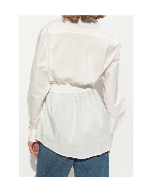 MM6 by Maison Margiela White Tied Waist Shirt