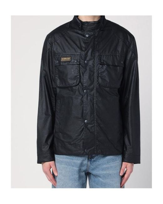 Barbour Black Logo-Patch Long-Sleeved Jacket for men