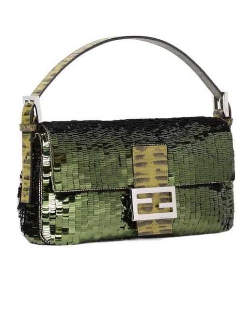 Fendi Green Baguette Shoulder Bag