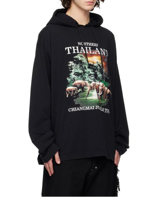 Vetements Blue Printed Hooded Hoodie for men