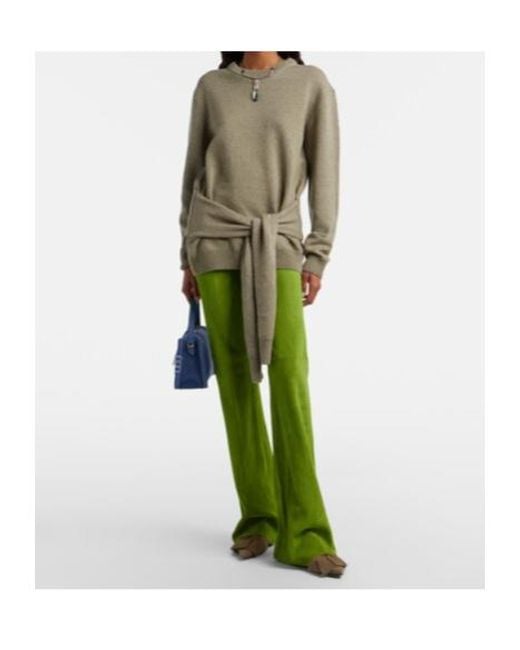 Stouls Green Gege Suede Flared Pants