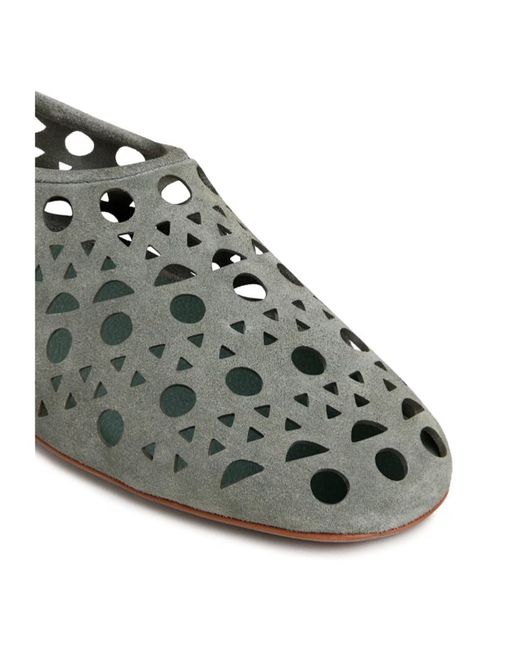 Alaïa Gray Suede Vienne Ballet Flats