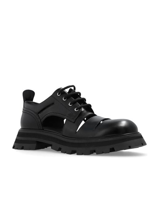 McQueen Black Lace-Up Derby Shoes