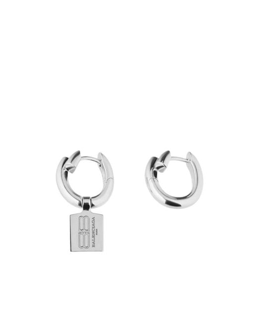 Balenciaga White Asymmetrical Shape Earrings