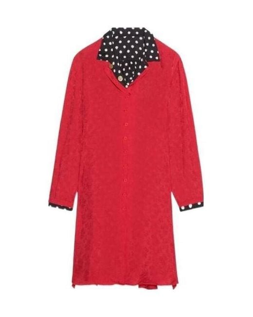 Balenciaga Red Spray Dots Reversible Coat Dress