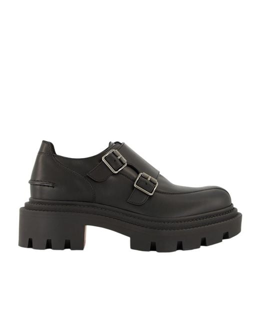 Christian Louboutin Black Antonina College Double Buckle Loafers