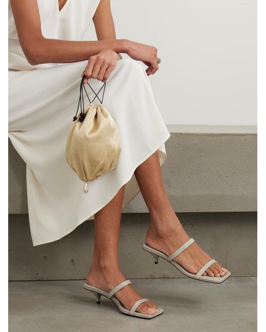 St. Agni White Leather High-Heeled Sandals