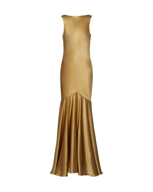 Nina Ricci Metallic Open-Back Gown