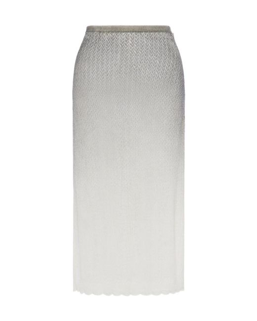 Maison Margiela Gray Sheer Knit Midi Skirt