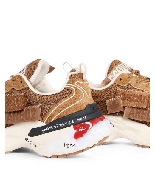 DSquared² Brown Mesh Panel Low-Top Sneakers for men
