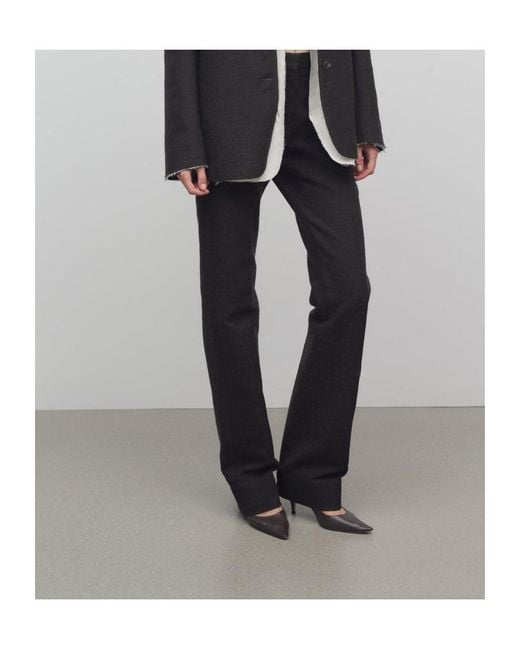 The Row Black Selvie Low Rise Straight Leg Trousers
