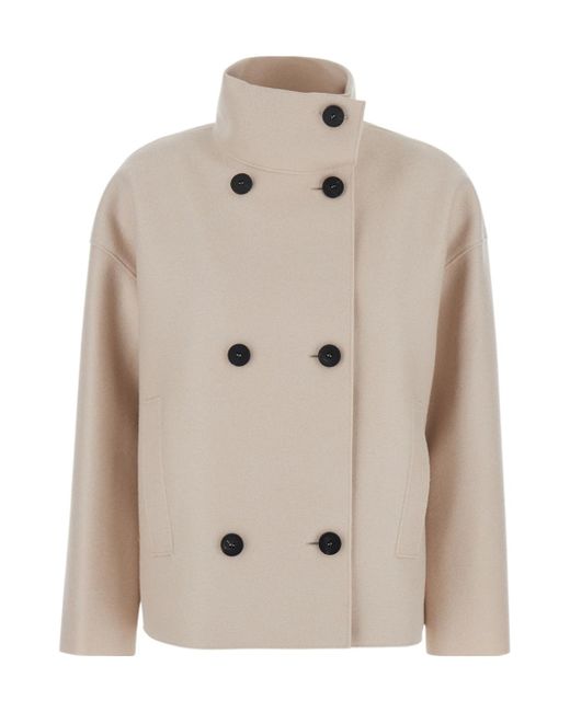 Harris Wharf London Natural Double-Breasted Jacket