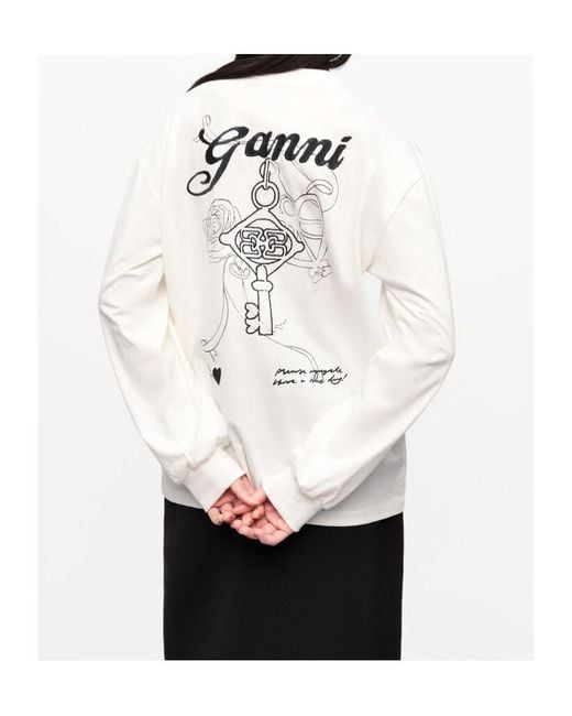 Ganni White Re-Cut Heavy Long Sleeve T-Shirt