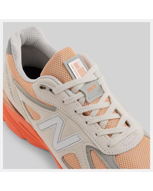 New Balance Gray 990V4 Lace-Up Sneakers for men
