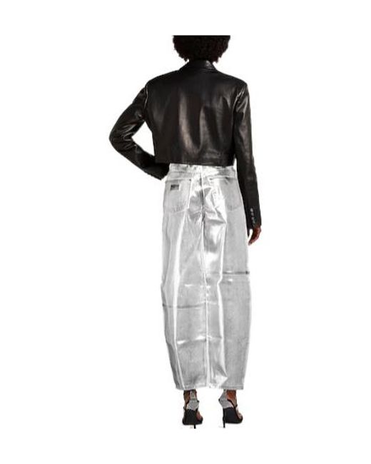 Ganni Gray Metallic Straight-Leg Jeans