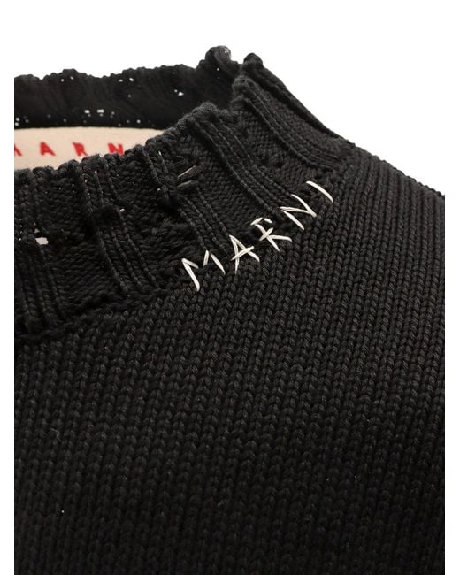 Marni Black Destroyed Effect Sweater for men