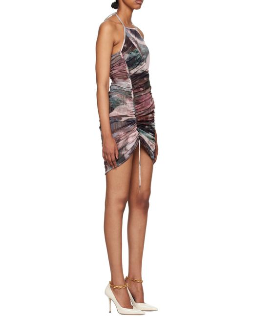 Balmain Purple Gathered Mini Dress