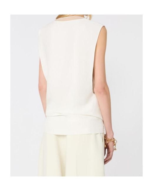 Sportmax White Calle Draped Sleeveless Top