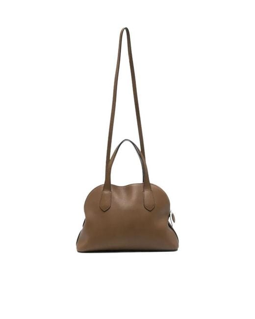 The Row Brown Medium Ingrid Leather Tote Bag
