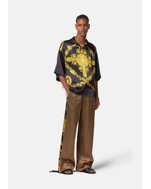 Versace Brown Baroque Printed Drawstring Pants for men