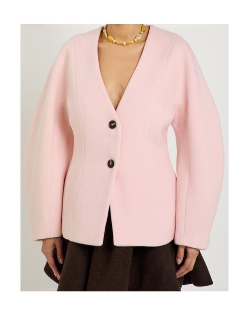 Ganni Pink Wool And Cashmere Blend Jacket