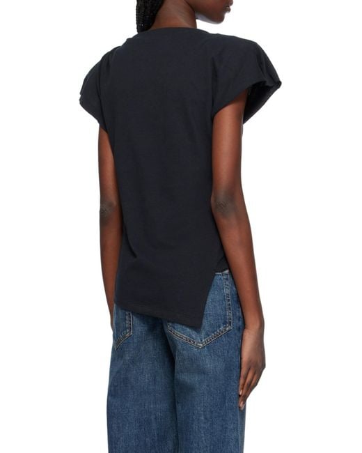 Isabel Marant Black Asymmetric Short-Sleeved T-Shirt