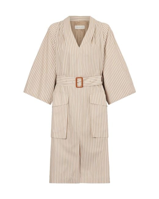 Dries Van Noten Natural Tie-Waist Striped Dress