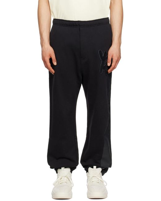 Y-3 Black Logo Patch Elasticated-Waistband Track Trousers for men