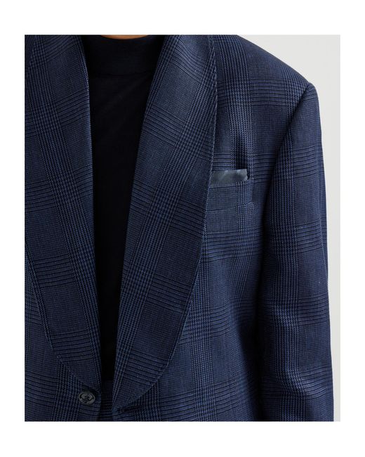 Brunello Cucinelli Blue Stripped-Pattern Silk Pocket Square for men
