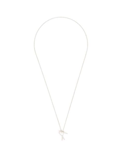 AMI White Ami De Coeur Logo Pendant Necklace for men