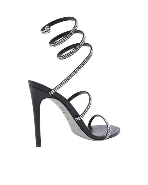Rene Caovilla Black Cleo Heeled Sandals