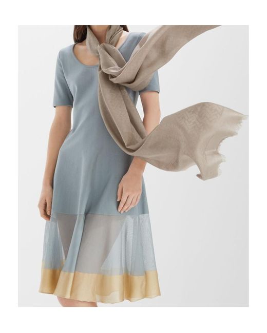 Fendi Natural Ff-Jacquard Frayed Edge Scarf