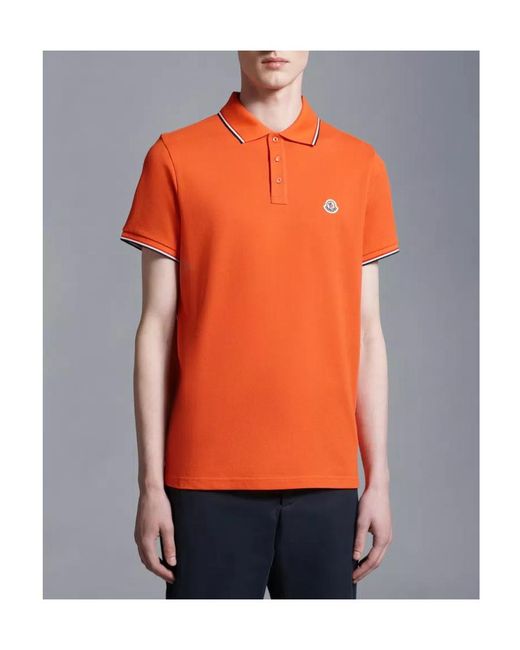 Moncler Orange Logo Patch Polo Shirt for men
