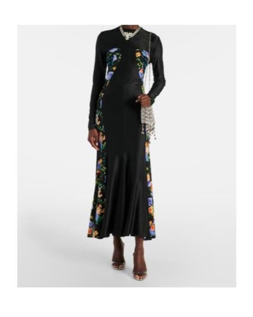 Rabanne Black Floral Jersey Maxi Dress