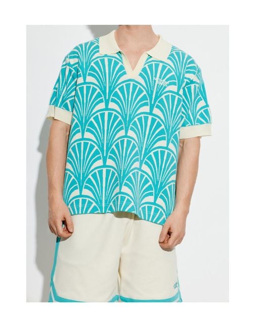 MCM Blue We The Best Patterned Polo Shirt for men