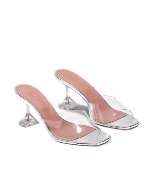 AMINA MUADDI White Square-Headed High-Heeled Sandals