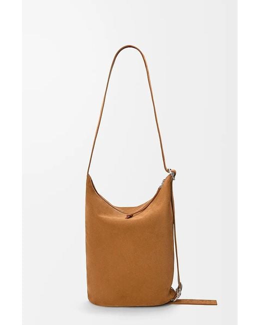 Loewe Brown Loop Buckle-Detail Suede Shoulder Bag for men