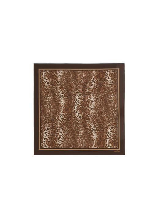 Max Mara Brown Printed Silk Scarf