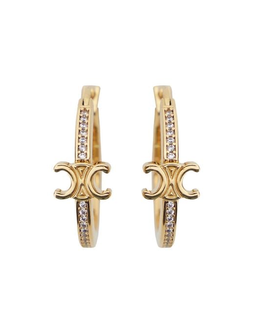 Céline Metallic Triomphe Sparkle Hoops