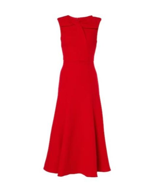 Roland Mouret Red Wool Crêpe Midi Dress