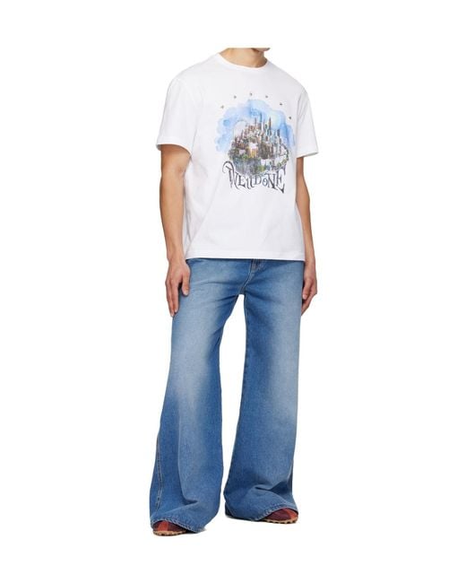 we11done White Crew Neck Short-Sleeved T-Shirt for men