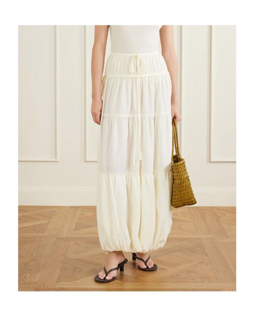 Co. White Gathered Bubble Maxi Skirt
