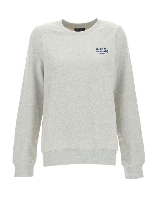 A.P.C. Gray Logo-Print Crewneck Sweater
