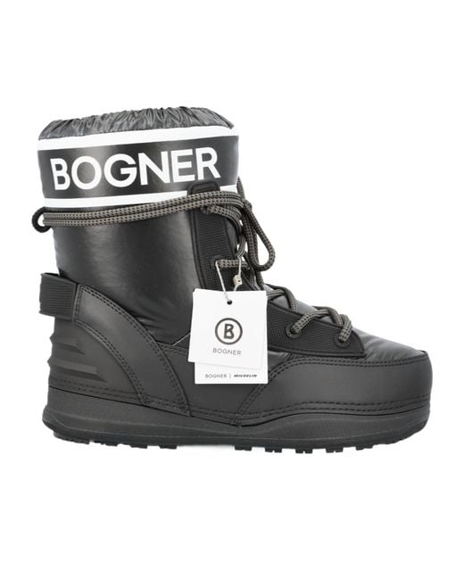 Bogner Black Logo Lace-Up Boots