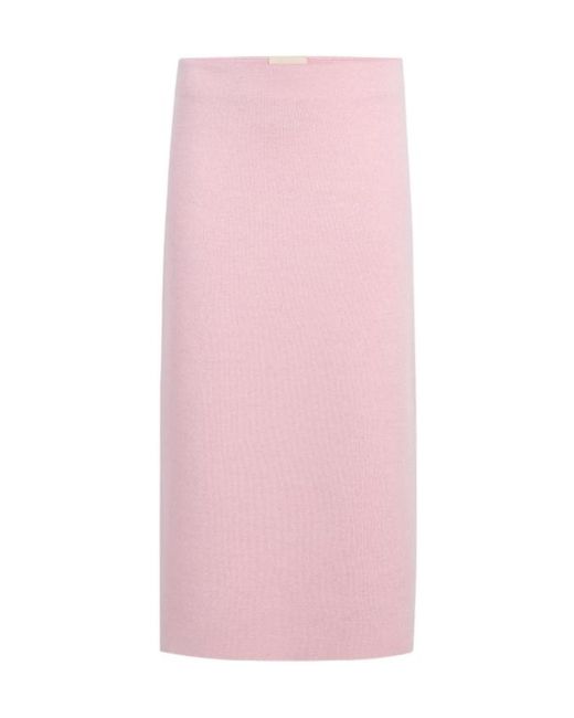 Khaite Pink Ribbed Midi Skirt
