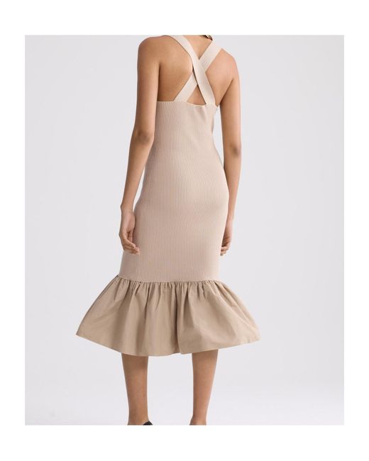 Patou Natural Ruffled Hem Knitted Dress