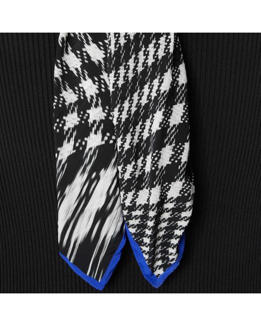 Burberry Black Scarf-Detailed High-Neck Ribbed Jumper